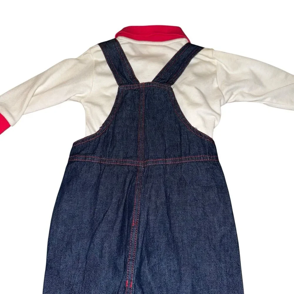 NWT Vintage Y2K Boys Thomas The Train Overalls Denim And Shirt Embroidered‎ 12m